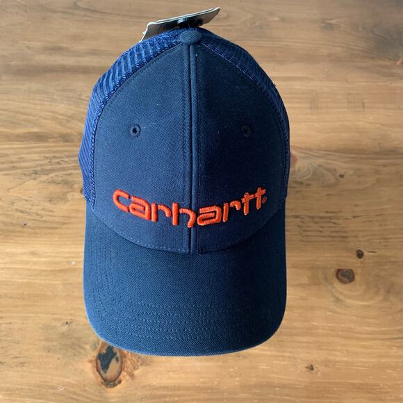Carhartt Blue Mesh Trucker Snap Back Cap Hat One Size Adjustable New - Picture 2 of 9